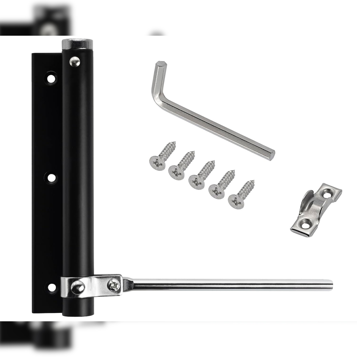 ID Dinkel 2 Stangentürschließer UNIVERSAL Türschließer Automatik Türfeder Federschließer bis 75 KG Schwarz Image