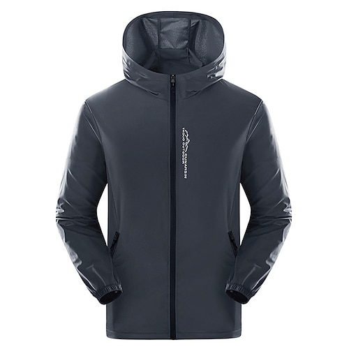 Herren Laufjacke Outdoorjacke Taschen Vollreißverschluss Langarm Oberbekleidung Sportlich Frühling Herbst Einfarbig Wasserdicht Sonnenschutz Winddicht Leicht Angeln Wandern Laufen Sportbekleidung Image