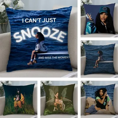 American Star S-SZA Kissenbezug, Plüschstoff, weicher doppelseitiger Druck, Sofa-Kissenbezug, Überwurf-Kissenbezüge Image