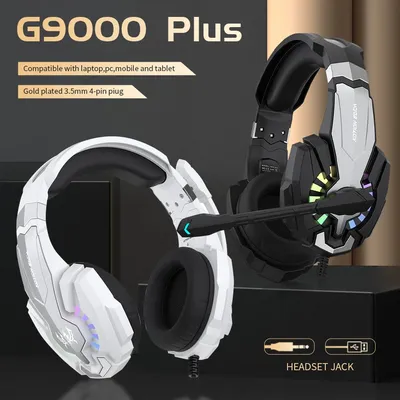 G9000 Plus RGB-LED-Gaming-Headset mit Mikrofon, kabelgebundenem Stereo-Sound mit Geräuschunterdrückung für PC, Ps4, Xbox One Switch Image