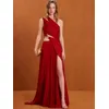 2025 frauen Sommer Promi Neue Eine Schulter Cut Out Split Rot Maxi Langes Kleid Elegante Abend Club Party Kleid
