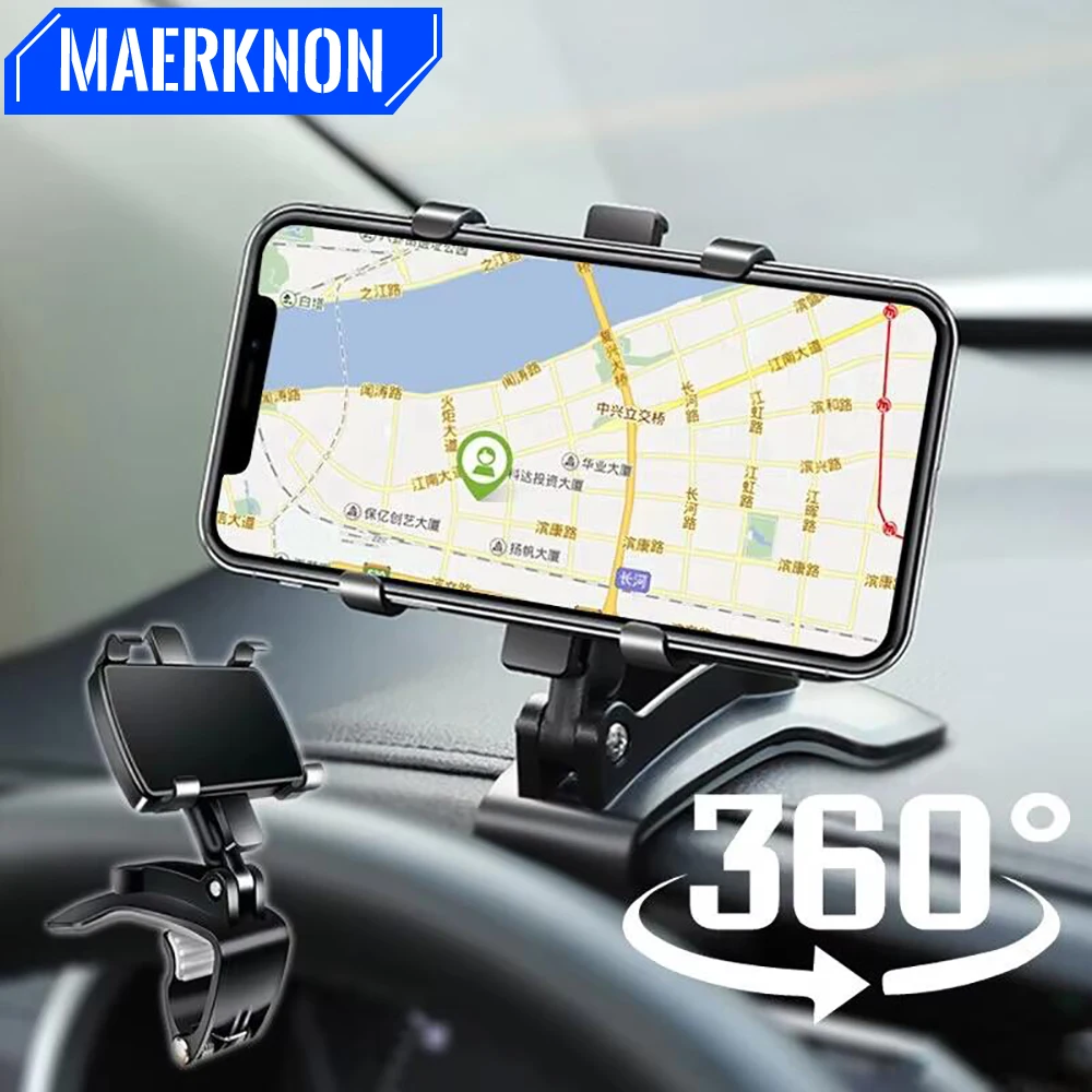 Support de téléphone universel pour tableau de bord de voiture 360 ° Support de voiture pour Smartphone rotatif, pour iPhone, Samsung, Xiaomi, support de Navigation GPS Portable