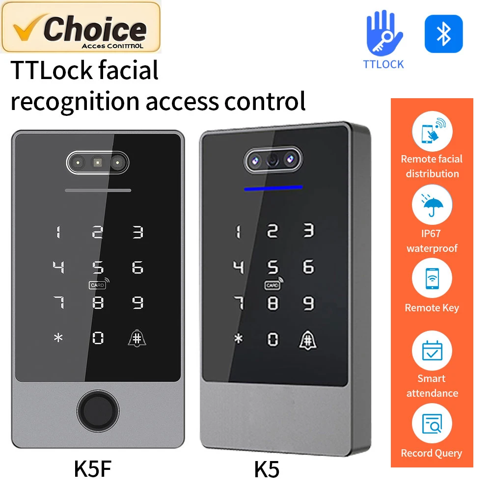Biometrisches TTLOCK-Zugangskontrollsystem: Fingerabdruck + Gesichtserkennung, RFID-Tastatur und Cloud/PC-Software, Büro-/Fabriksicherheit Image