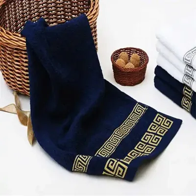 Terry Face Towel For Bathroom 35x75cm Geometric Design 100% Cotton Blue White Travel Sport Towels Hand Washcloth For Adults