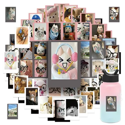 64 Stück Doro Cat Bear Vinyl-Aufkleber, niedliche Tier-Designs für Telefon, Laptop, Motorrad, Desktop, Motorrad-Zubehör Image