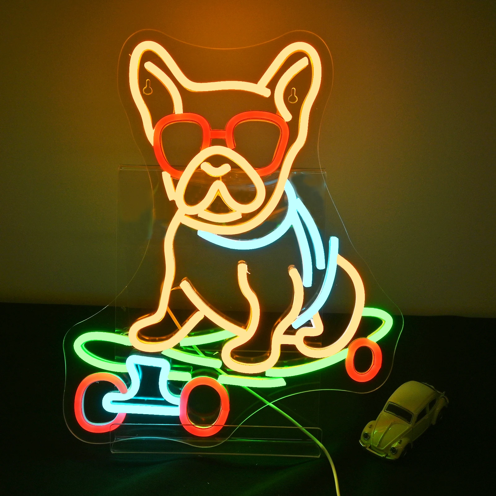 Skateboard Hund Neon Zeichen Zimmer Kunst Neon Lichter Für Kinderzimmer Dekor Pet Shop Hund Club Dimmbare Wand Dekor Lampe USB Powered
