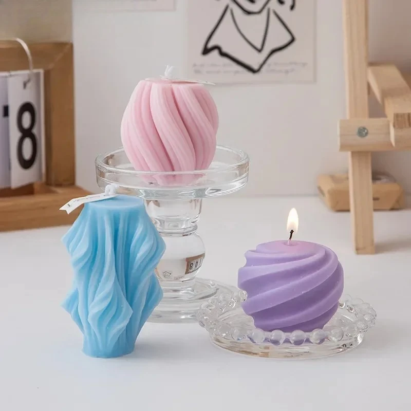 Swirl Duftkerzen, ästhetisch, einzigartig, Spirale, Kurve, aromatisch, dekorative Kerzen für Zuhause, rauchfrei, in farbiger Raumdekoration Image