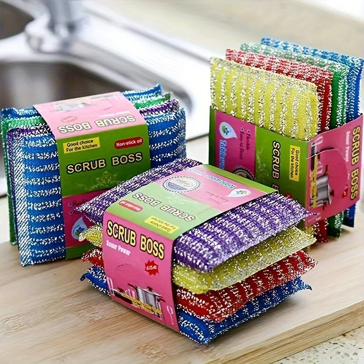 8pcs-Double-sided Kitchen Dishwashing Sponge Household Cleaning Sponge Wipe Scouring Pad Cleaning Supplies Cleaning Tool