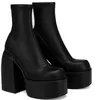 Women New Fashion Short Boots Women Sexy Leather Boot Square toe casual Zipper high heels Casual thick soled women shoes