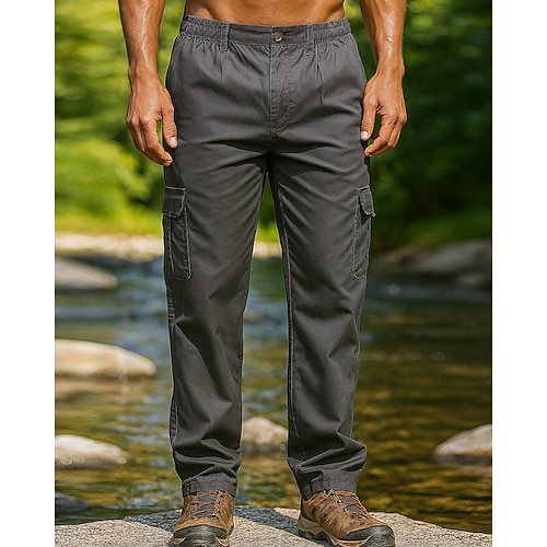 Herren Cargohosen Wanderhosen Frühling Herbst Außen Normale Passform Wasserdicht Winddicht Unterteile Tasche Schwarz Khaki Camping / Wandern Laufen S M L XL XXL Image