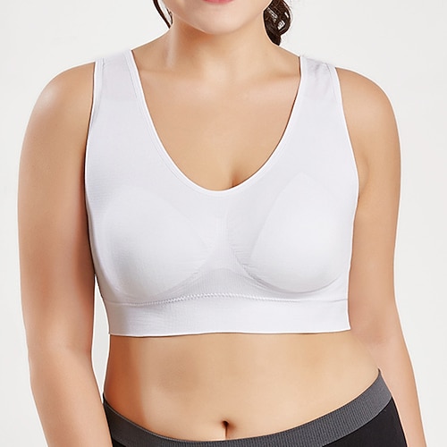 Damen Yoga-BH Sport-BH Unterwäsche Leichte Kleidung Atmungsaktiv Drahtlos Gefüttert Einfarbig Sport Sportkleidung Hellblau Dunkelviolett Pilates Laufen Yoga Image