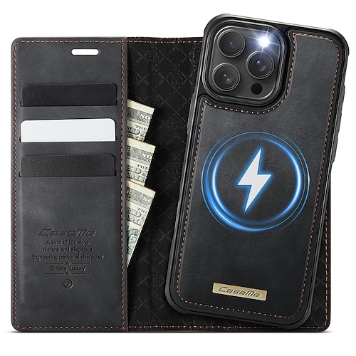 Handy Hülle Handyhüllen Für iPhone 17 Pro Max 17 Air 16 15 14 Pro Max Plus 16e 13 Pro Max Brieftaschenhülle Mit Ständer Abnehmbar Magnetisch Retro TPU PU-Leder Image