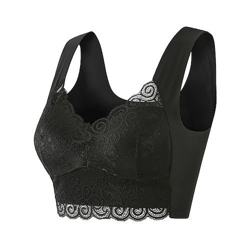 Damen Yoga-BH Sport-BH Unterwäsche Leichte Kleidung Atmungsaktiv Drahtlos Gefüttert Einfarbig Sport Sportkleidung Schwarz Rosa Pilates Laufen Yoga Image