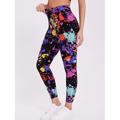 Damen Leggings Urlaub Vintage Mode Knöchellang Hohe Taille Grafik Farbverlauf Geometrie Drucken Weich Atmungsaktiv Dehnbar Lässig Täglich Urlaub Rubinrot Schwarz Rote Purpur Frühling Schmale Passform Image