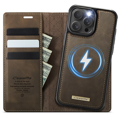 Handy Hülle Handyhüllen Für iPhone 17 Pro Max 17 Air 16 15 14 Pro Max Plus 16e 13 Pro Max Brieftaschenhülle Mit Ständer Abnehmbar Magnetisch Retro TPU PU-Leder Image