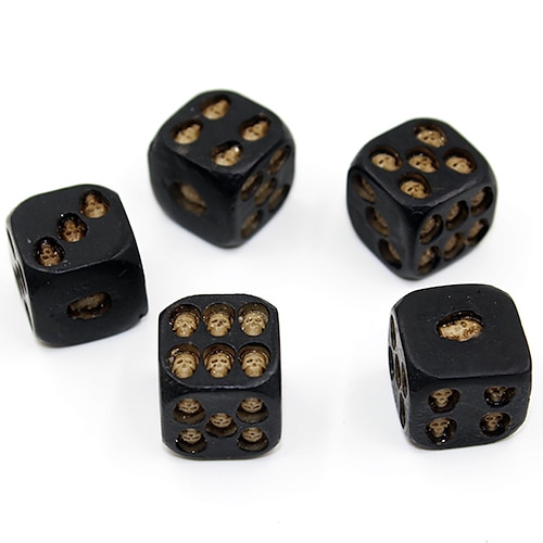 5 Stück/Set Halloween-Totenkopf-Harzwürfel, Gold- und Silber-Totenkopf-Design, Spielwürfel-Set für Bar-Partys, Nachtclubs, Brettspiele, einzigartiges Gothic-Harz-Bastelzubehör