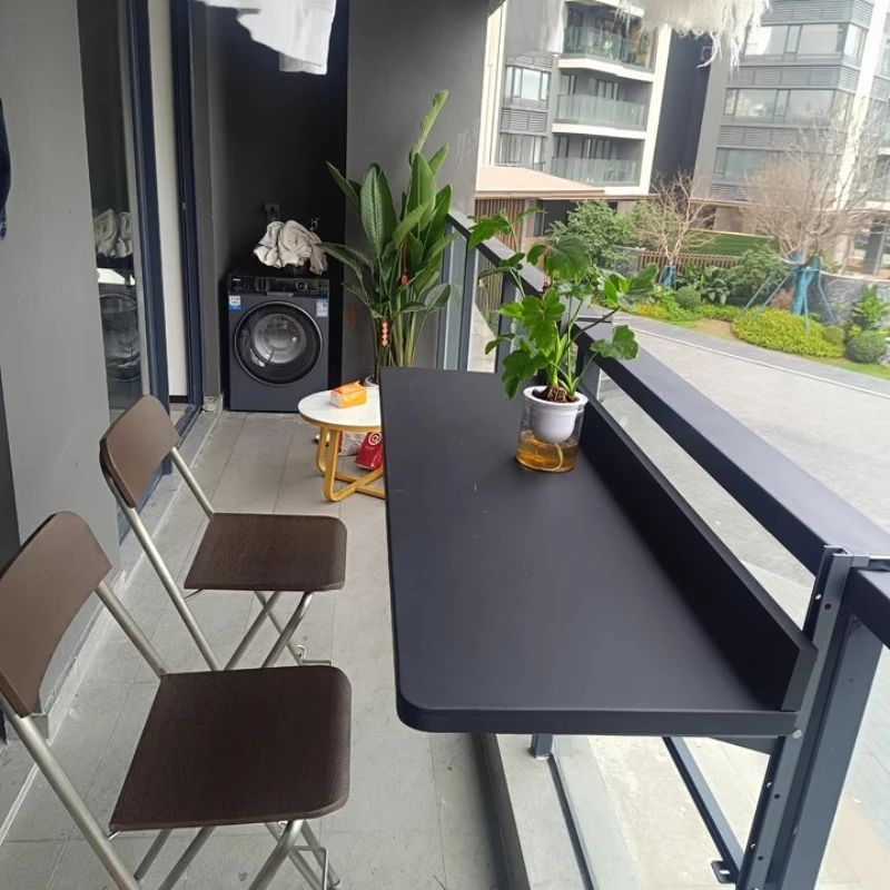 Balkon-Hängetisch, zusammenklappbar, Bistro-Barschreibtisch, Teetisch für den Außenbereich mit Montagehalterung, tragbares Hängeregal für Terrassengarten