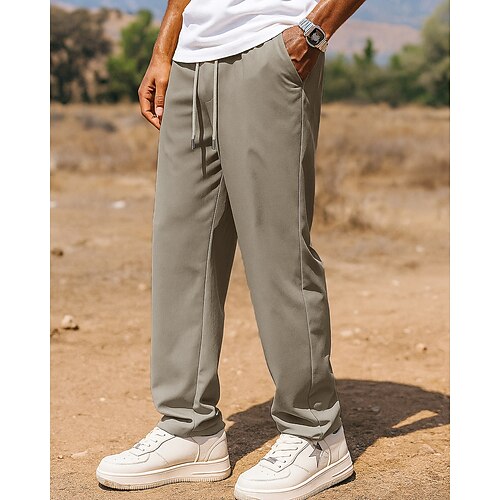 Herren Laufhosen Sporthosen Jogger-Jogginghose Kordelzug Tasche Gerade Unterteile Fitnessstudio Athleisure Trainieren Sommer Frühling Leicht Atmungsaktiv Angeln Wandern Laufen Lässiger Schnitt Image