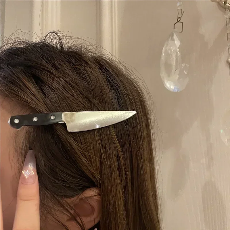 2025 NEUE Gothic Emulation Messer Haar Clips für Frauen Seite Pony Haarnadel Koch Messer Haar Clip Festival Haar Zubehör Cool Punk