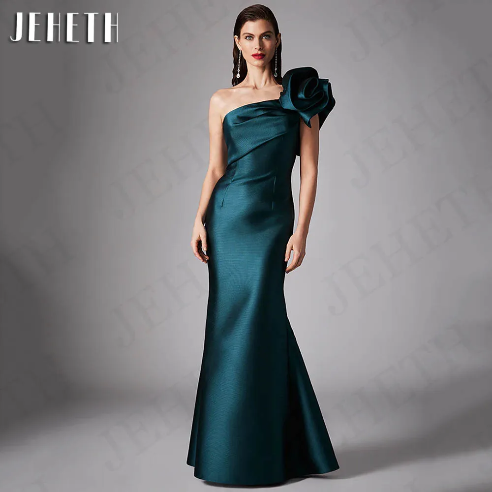 JEHETH Robes de soirée élégantes à une épaule pour femme robe de soirée sirène en satin robe de fête formelle personnalisée Robes de soirée élégantes d'une épaule femme sirène satin robe de fête