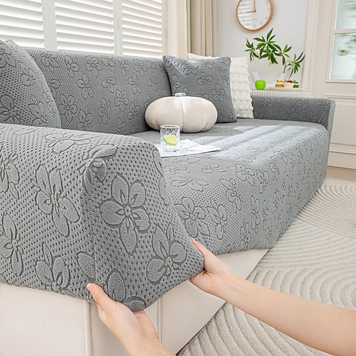 Chenille-Sofabezüge für das Wohnzimmer, dicker, elastischer Jacquard-All-Inclusive-Couchbezug, Stretch-Sofabezüge für L-förmige Ecksofas, 1/2/3/4-Sitzer Image