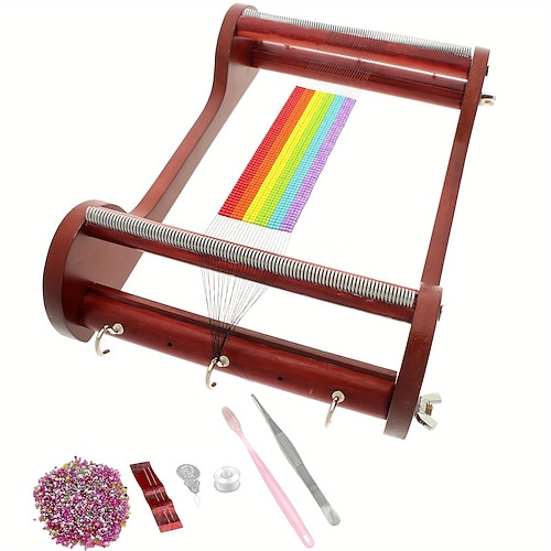 Kit telaio per perline in legno da 1082,7 pollici, strumenti per la creazione di gioielli con perline, include fili, pinzette, perline, strumento per la creazione di gioielli, da utilizzare per