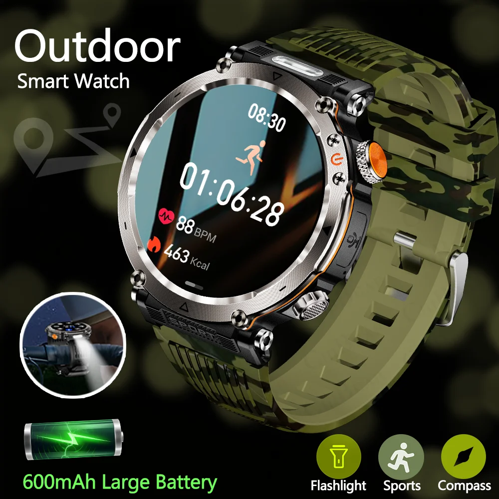 2025 NEUE 600 mAh Große Batterie Outdoor Smartwatch Für Männer 1,7-Zoll Vollbild Sport modus IP68 Wasserdichte BT Anruf smart Uhr Image