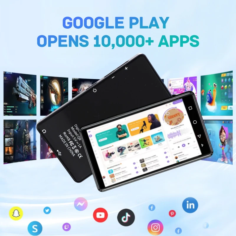 mit Bluetooth 5.0 und WiFi FM Google Play HIFI Stereo MP3 MP4 Player 80G RAM 1080P HD Full-Screen Touch 3,97 Zoll Image