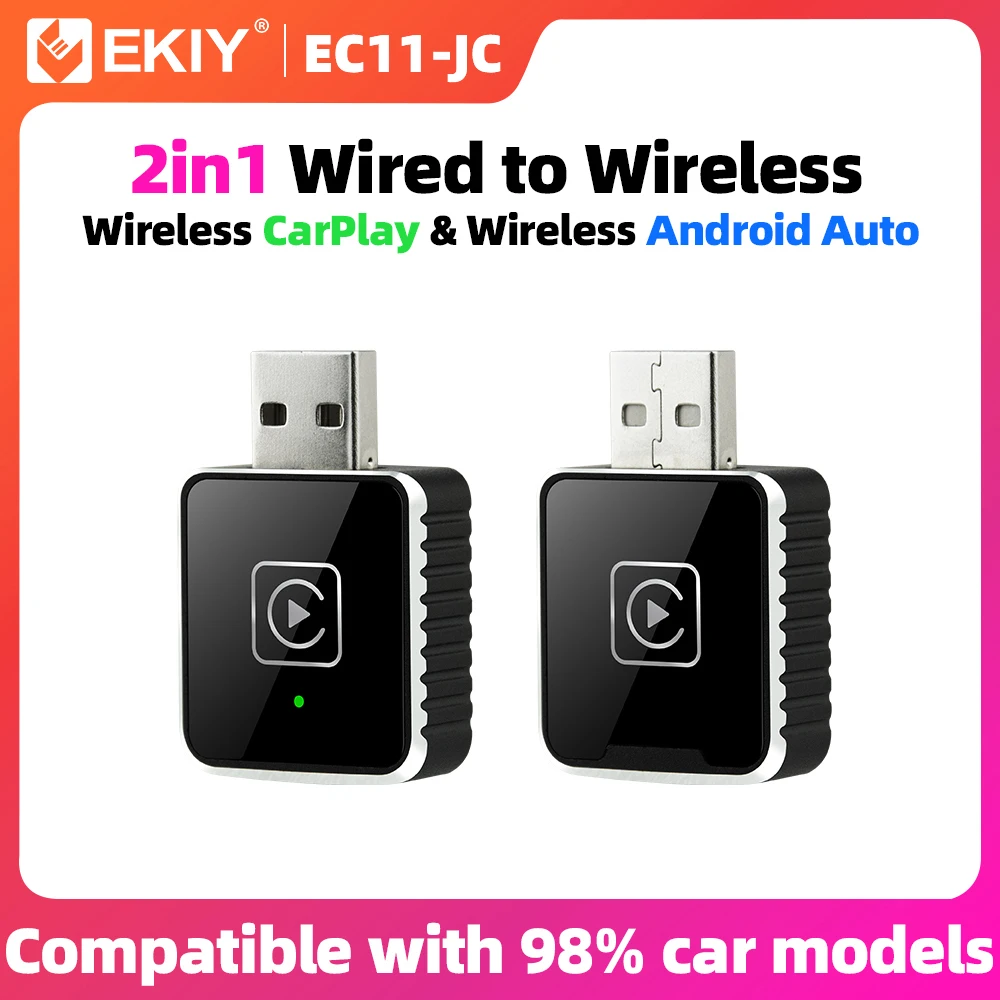 EKIY Wired Zu Wireless CarPlay Dongle Android Auto Adapter 2in1 Auto Intelligente Systeme AI Smart Box Für Auto Mit Wired CarPlay Image