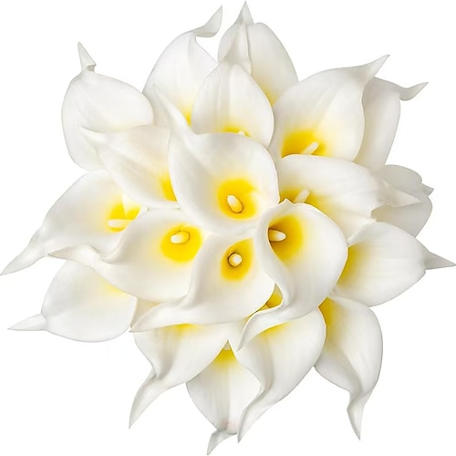 20 Bündel künstliche Lilien-, Calla- und Lotusblütenstiele in 18 Farben, realistische Kunstblumen für Valentinstag, Muttertag, Hochzeitssträuße, Fotorequisiten, Dekoration für drinnen und draußen Image