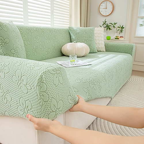 Chenille-Sofabezüge für das Wohnzimmer, dicker, elastischer Jacquard-All-Inclusive-Couchbezug, Stretch-Sofabezüge für L-förmige Ecksofas, 1/2/3/4-Sitzer Image