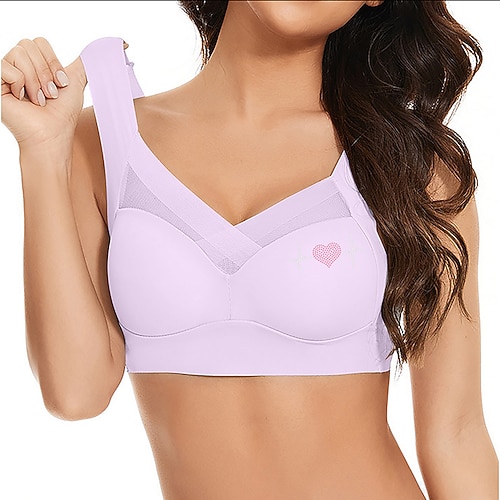 Damen Yoga-BH Sport-BH Unterwäsche Leichte Kleidung Atmungsaktiv Drahtlos Gefüttert Einfarbig Sport Sportkleidung Hellrosa Schwarz Pilates Laufen Yoga Image