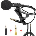1.5M Mini microfono Lavalier 3.5MM 6.5MM microfono a condensatore microfono a condensatore adattatore per cavo di prolunga da 2 M per Computer con fotocamera