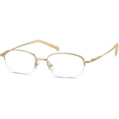 Zenni Classic Oval Glasses Half-Rim Gold Stainless Steel Frame