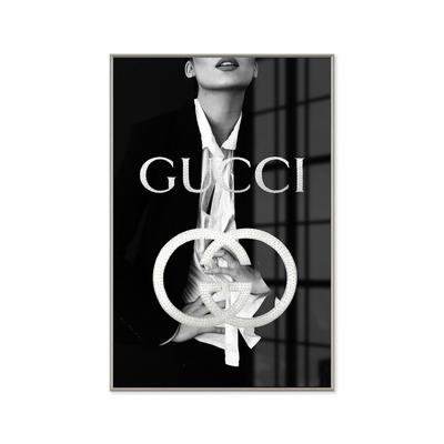 La Casa »Lady in smoking« Glasbild mit Strassapplikation 80x120 cm Rahmen in silber Image