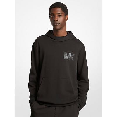 Michael Kors Embellished Logo Cotton Blend Hoodie Black XXL