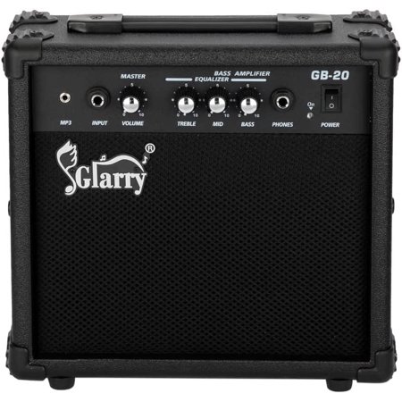 GLARRY Electric Bass Combo Amp Portable Amp with Headphone MP3 Input 20W Practice Bass Guitar Amplifier Speaker Accessories with Bass Volume Treble and Middle Controls