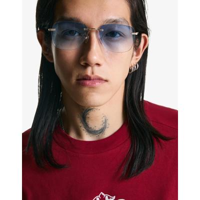 Bershka Oval Frame Sunglasses Men Light Blue