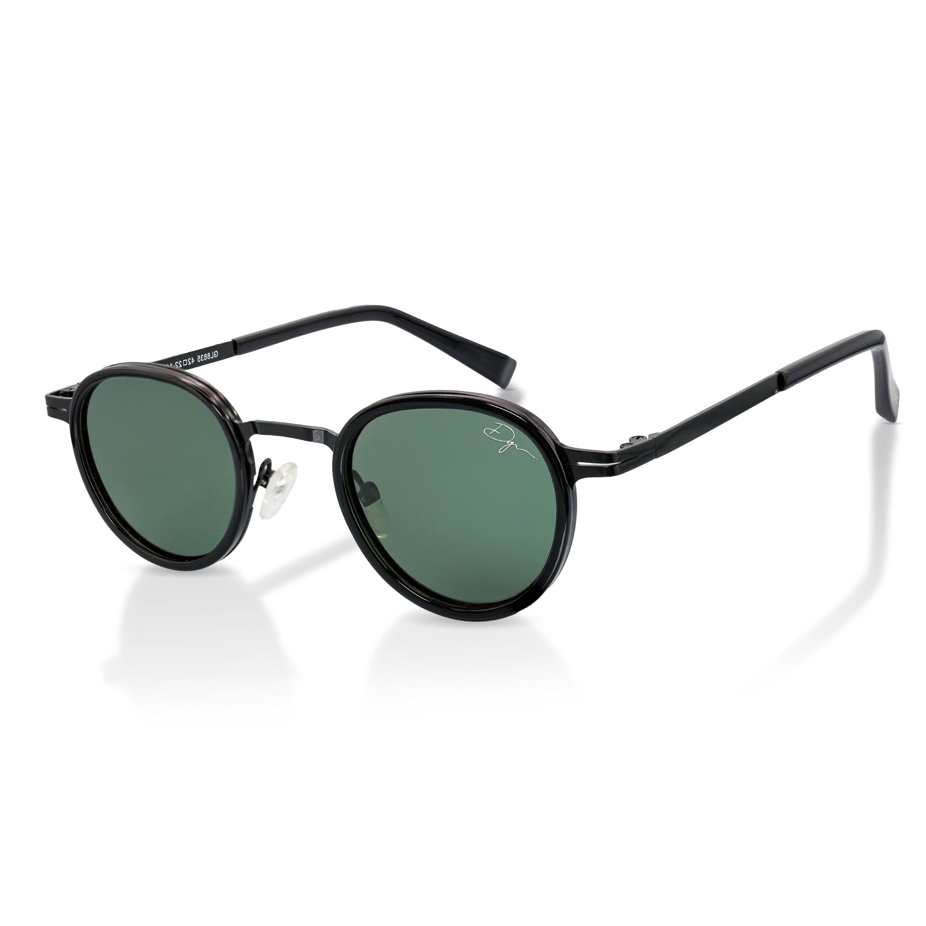 De-Gamme Schwarze Retro-Sonnenbrille mit runder Polarisation – Paris Image