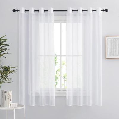 Weiße transparente Vorhänge – 2er-Set, kurze Vorhänge, 140 x 160 cm, Heimdekoration, Schlafzimmer, Image