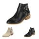 BOTCAM Half Boots Women's Ankle Boots Short Boots with Zip and Block Heel PU Leather Waterproof Ankle Boots Women's Boots Summer Boots Transition Boots Slip On Boots, black, 8.5 UK