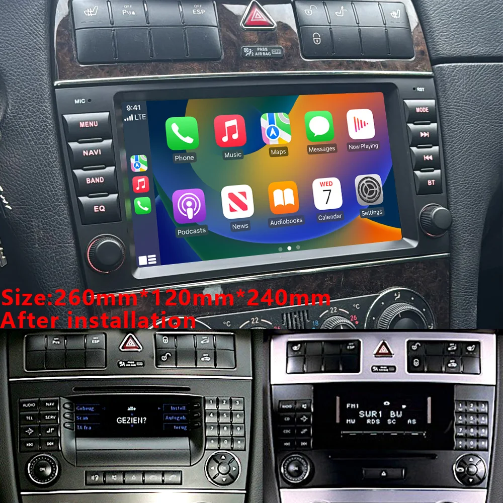 CHSTEK Autoradio Android 13 für Mercedes Benz C-Klasse W203 CLK W209 C209 C180 Drahtlose Carplay Multimedia GPS Navigation WIFI 4G Image