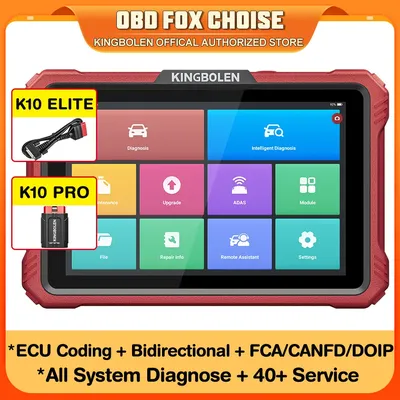 KINGBOLEN K10 PRO ELITE OBD2 Scanner ECU Coding 40+ Service CANFD FCA All System Diagnostic Tool Active Test 2 Year Free Update