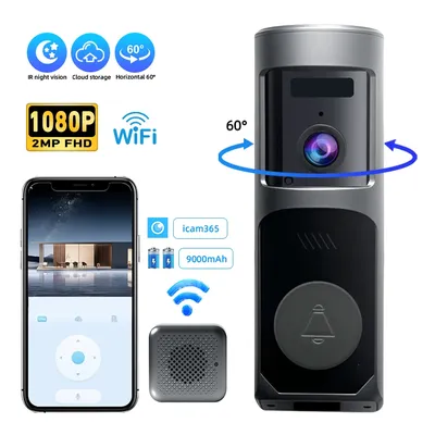 HongGlobal 2MP IP Battery PTZ Video Doorbell Security Camera ICam365 WiFi Ring Smart Wireless Doorbell Camera