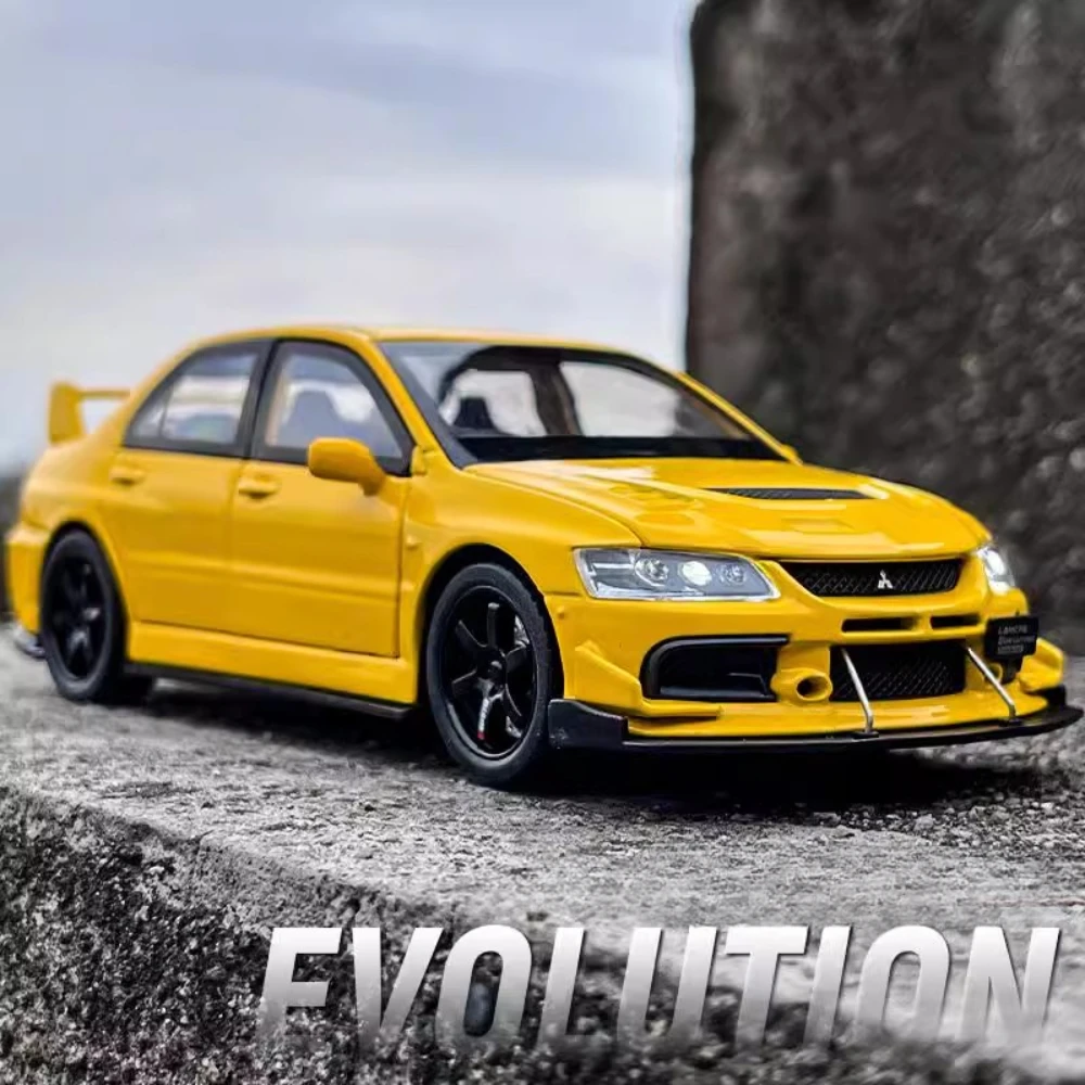 Maßstab 1:32 Mitsubishi Lancer Evolution IX Sportwagen Spielzeugmodell Türen geöffnet Zurückziehen Stoßdämpfung Fahrzeuge Hobby Ornamente
