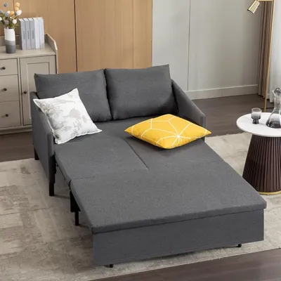 3-in-1 Convertible Sleeper Sofa, Loveseat Sofa Couch with Pullout Bed and Storage for Living Room, Bedroom, Balcony, RV