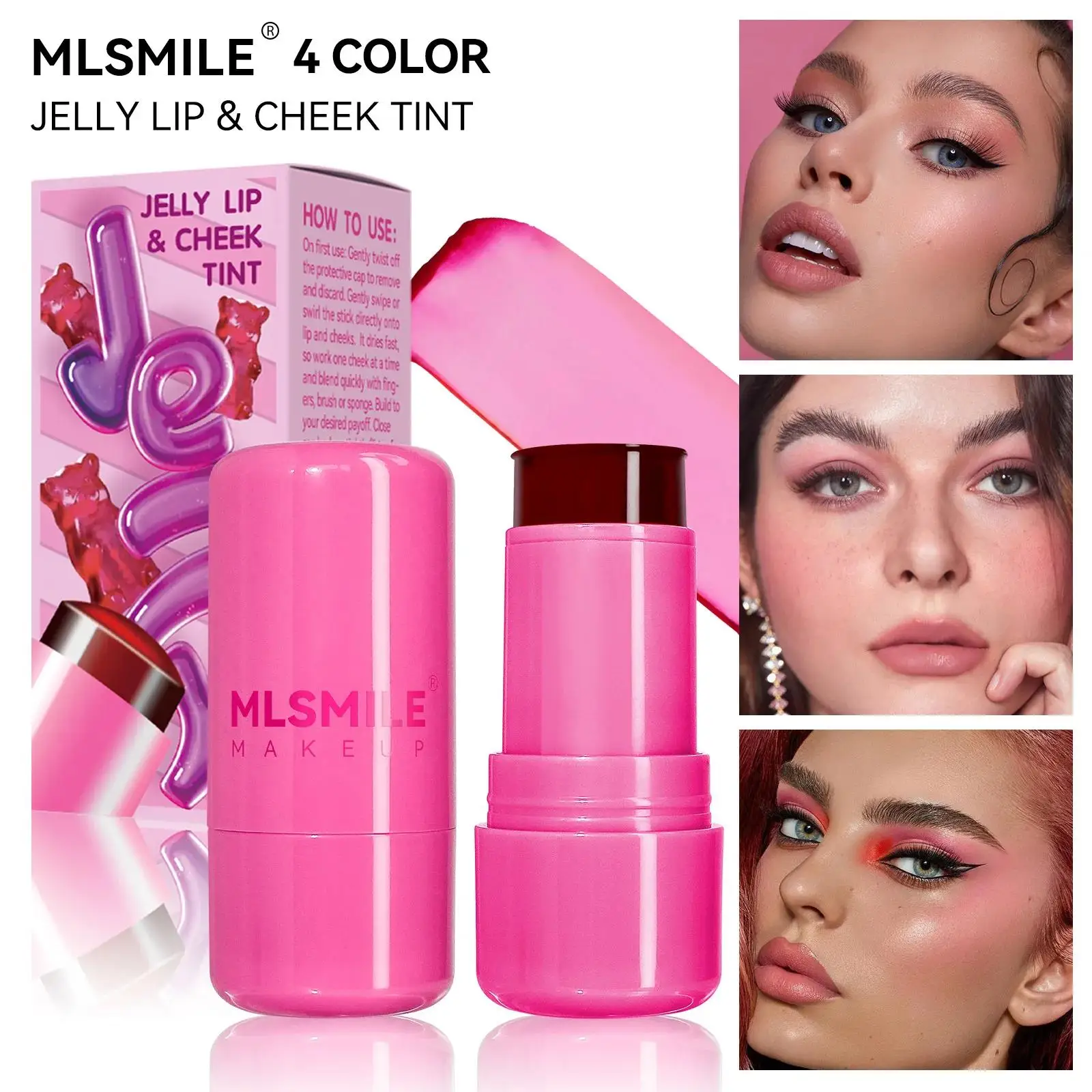 MLSMILE 2-in-1 Jelly Blush Stick Lip Cheek Tint Aufhellungscreme Make-up Langanhaltender natürlicher Glanz Image