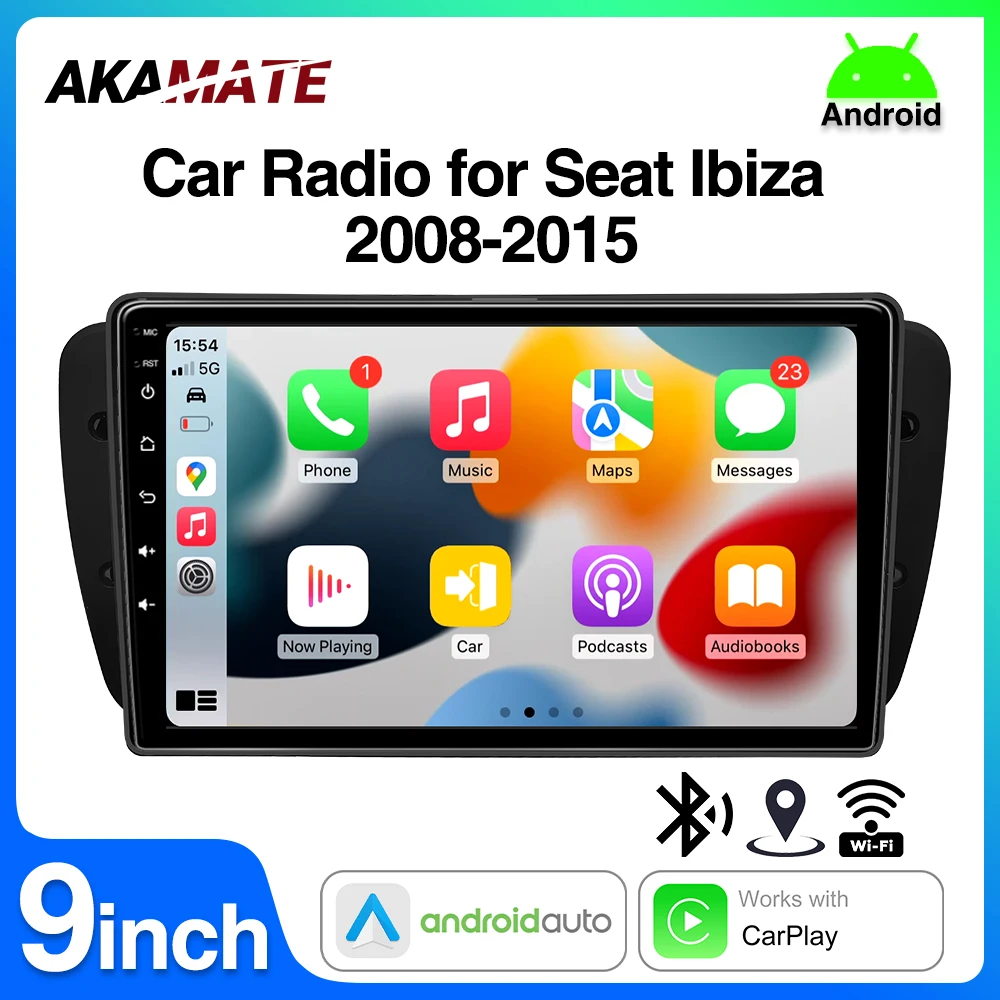 9 zoll Auto Radio für Seat Ibiza 2008-2015 Auto Auto Stereo Multimedia Player Drahtlose CarPlay Android Auto GPS Bluetooth WIFI FM Image