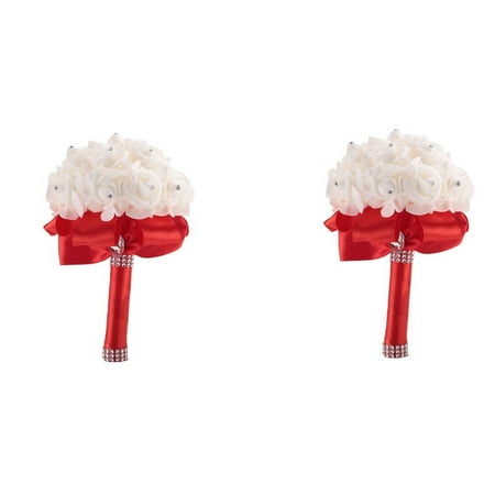 2X Beautiful Wedding Bouquet Bridal Bridesmaid Flower Wedding Bouquet Artificial Flower Bouquet Bridal Bouquets