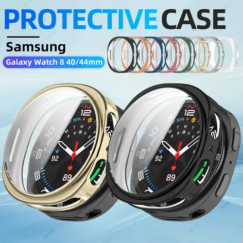 Étui de protection d'écran pour Samsung Galaxy watch 8, 40mm/44mm, couverture faciale en TPU souple, accessoires de protection complets